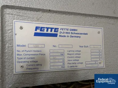 USED Fette Fette 1200 Rotary Tablet Press