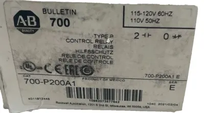 ALLEN BRADLEY 700-P200A1 CONTROL RELAY 700P200A1 SER. E NEW SURPLUS
