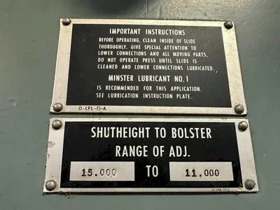 Used MINSTER P2-100 Straight Side Presses Ohio US | D & D Industries #1413118