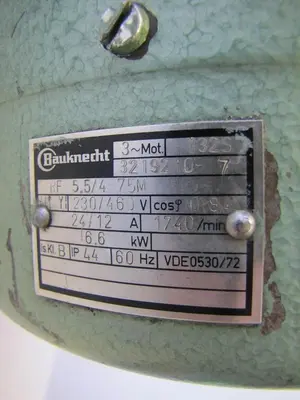 Bauknecht 6.6 kW Electric Motor 230/460V 3 Phase 1740 RPM 1-1/2" Shaft Dia.