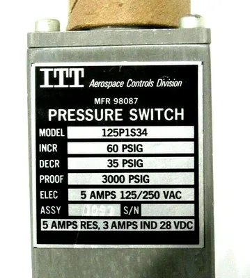 NEW ITT 125P1S34 PRESSURE SWITCH