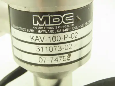 MDC KAV-100-P-02 Pneumatic Angle Solenoid Valve High Vacuum 1" Connection