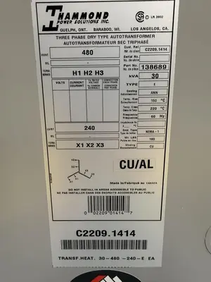 Used HAMMOND C2209.1414 Transformers Michigan US | Ideal Machinery #1260271