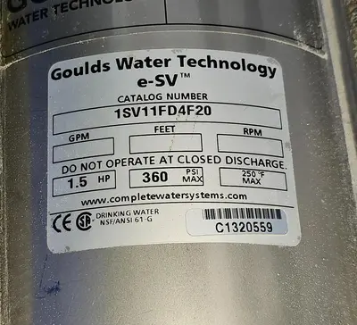 USED GOULDS 1SV11FD4F20
