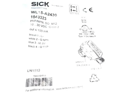 NEW SICK WL15-A2430 PHOTOELECTRIC SENSOR 1043323 WL15A2430