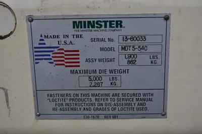USED MINSTER MDT5-54C