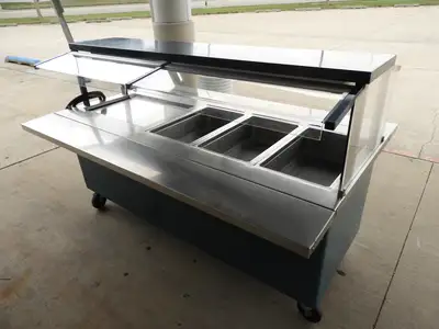 Used Delfield Used Delfield KCSC-60-NU Custom 60" Hot Food 3 Pan Steam Table with Heat Pad 220V Steam Tables (Food) Illinois US | Falcon Restaurant Supply #1376572