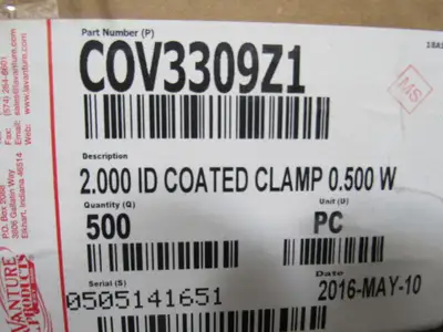 Lavanture Products COV3309Z1 Clamp 2"OD X 1/2"W Vinyl Coated Metal Lot of 500