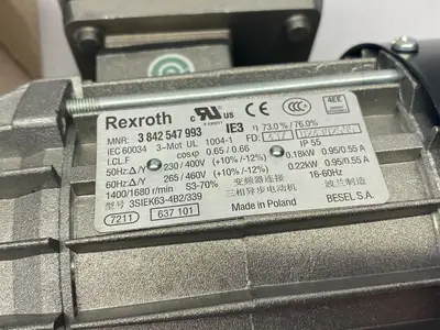 USED BOSCH REXROTH ELECTRIC MOTOR 3-PHASE, .22KW