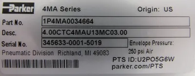 NEW PARKER 1P4MA0034664 CYLINDER 4.00CTC4MAU13MC03.00