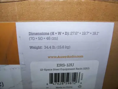 Auray ERS-12U 12-Space Steel Equipment Rack with 3" Locking Casters - NEW IN BOX