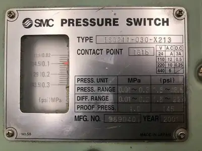 SMC ISG211-030-X213 General Purpose Pressure Switch 1.5-43.5PSI 969040