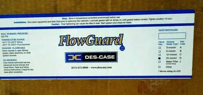 LOT OF 6 NEW FLOWGUARD DES-CASE FD-DF FILTER ELEMENTS