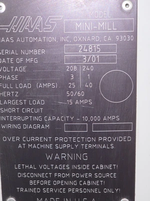 2001 HAAS MINI MILL Machining Centers, Vertical | Star Equipment Co., Inc. (2)