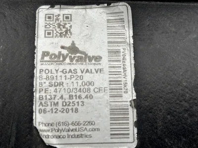 Polyvalve  8-89111-P20 poly gas valve 8” SDR