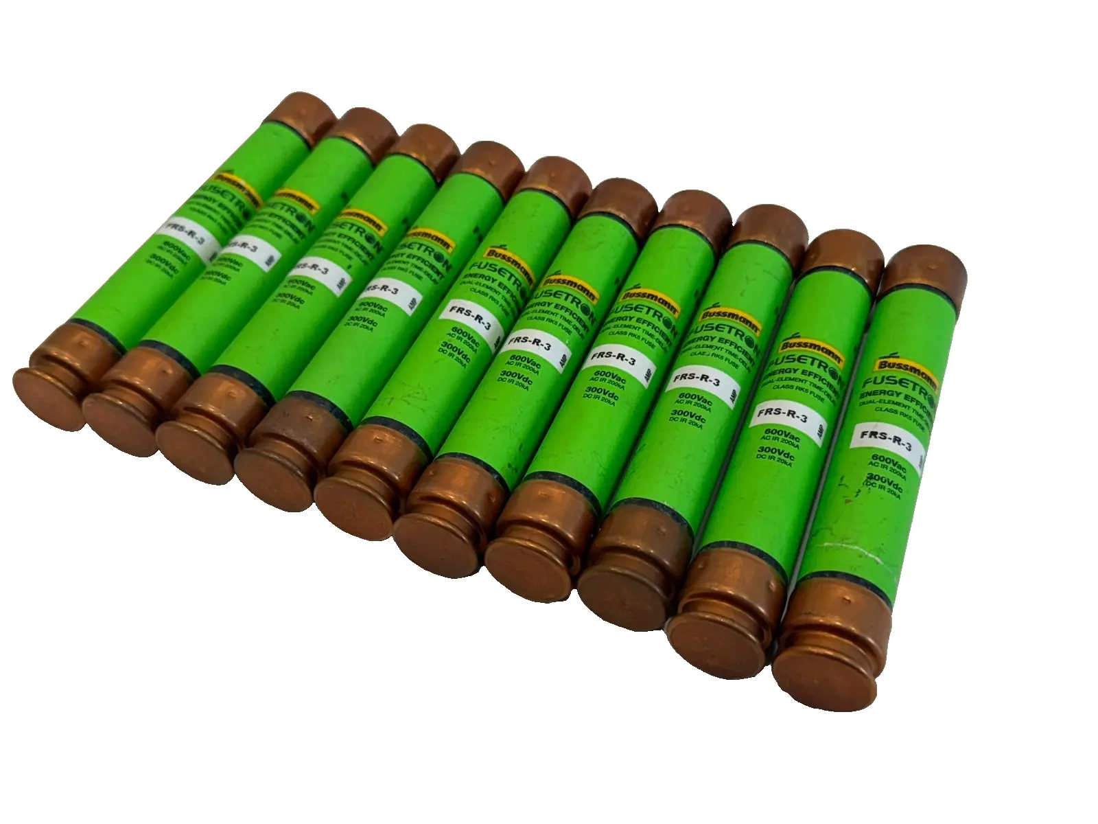 NEW 10 BUSSMANN FRS-R-3 FUSETRON TIME DELAY FUSES 600VAC 300VDC FRSR3