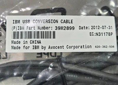 IBM 39M2899 USB Conversion Cable IBM USB KVM Cable Cat5. Loc 5E-10