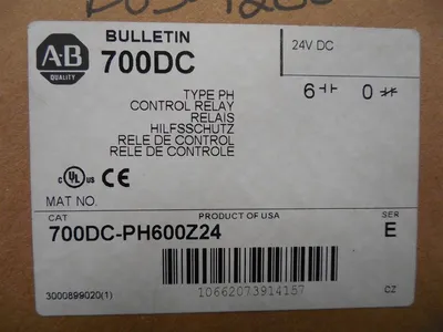Allen Bradley 700DC-PH600Z24 Type PH Control Relay 24VDC New NIB
