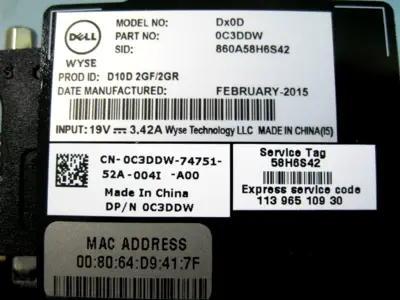 Dell Wyse D10D 2GF/2GR Thin Client with Adapter E18