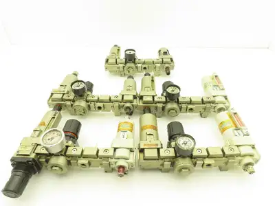 SMC Pneumatic Air Filter Regulator Check Valve Lubricator Assembly Lot of 5