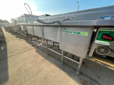 Used Falcon Restaurant Supply Used 111" Stainless Steel 4 Compartment Sink with Produce Soak - SS225 Sinks Illinois US | Falcon Restaurant Supply #1375936
