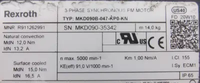 USED REXROTH R911262991 SERVO MOTOR MKD090B-047-KP0-KN