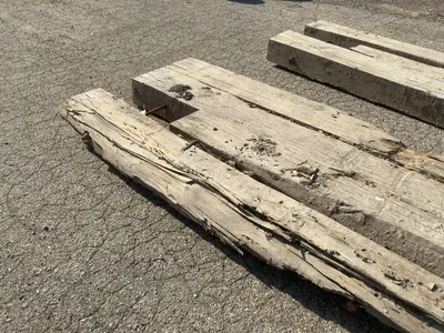 (2) Used Wood Crane Mats, approx. 18’ long, 40” and 47” widths, approx. 8” thick, showing wear