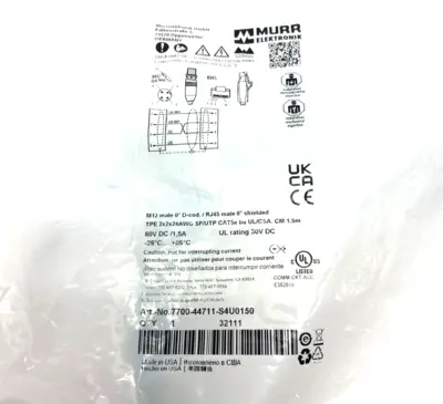 New | in-Stock Murr Ethernet Cordset RJ45 To M12 Connection PLC Ethernet Equipment Michigan US | Maverick Industrial Sales #1463923