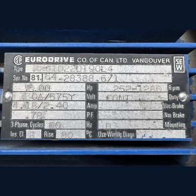 USED SEW EURODRIVE RX61D22DT90L4