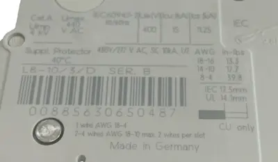 NEW SPRECHER+SCHUH L8-10/3/D SUPPLEMENTARY PROTECTOR SER. B L8103D