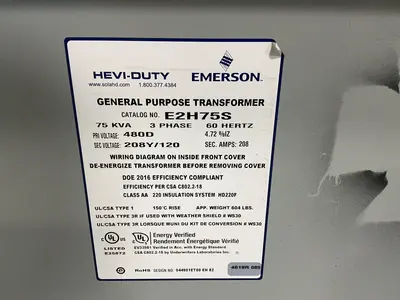 Used EMERSON E2H75S Transformers Ohio US | HGR 24 #1358645