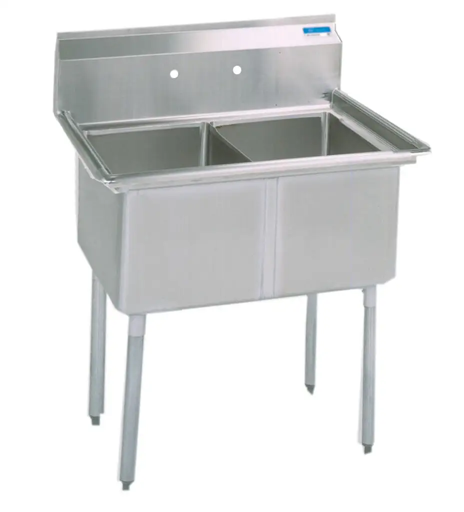 Compass 2 Compartments Sink w/ 18" x 18" x 12" D Bowl SS