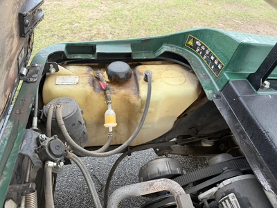 (1) 2015 E-Z-Go golf cart with a Kawasaki gas engine, includes canopy, ball cover, club cover, fold-...