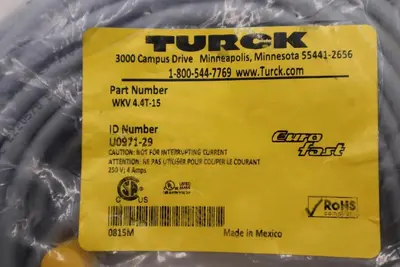 Turck WKV 4.4T-15 Eurofast Cordset U0971-29 STOCK K-3960