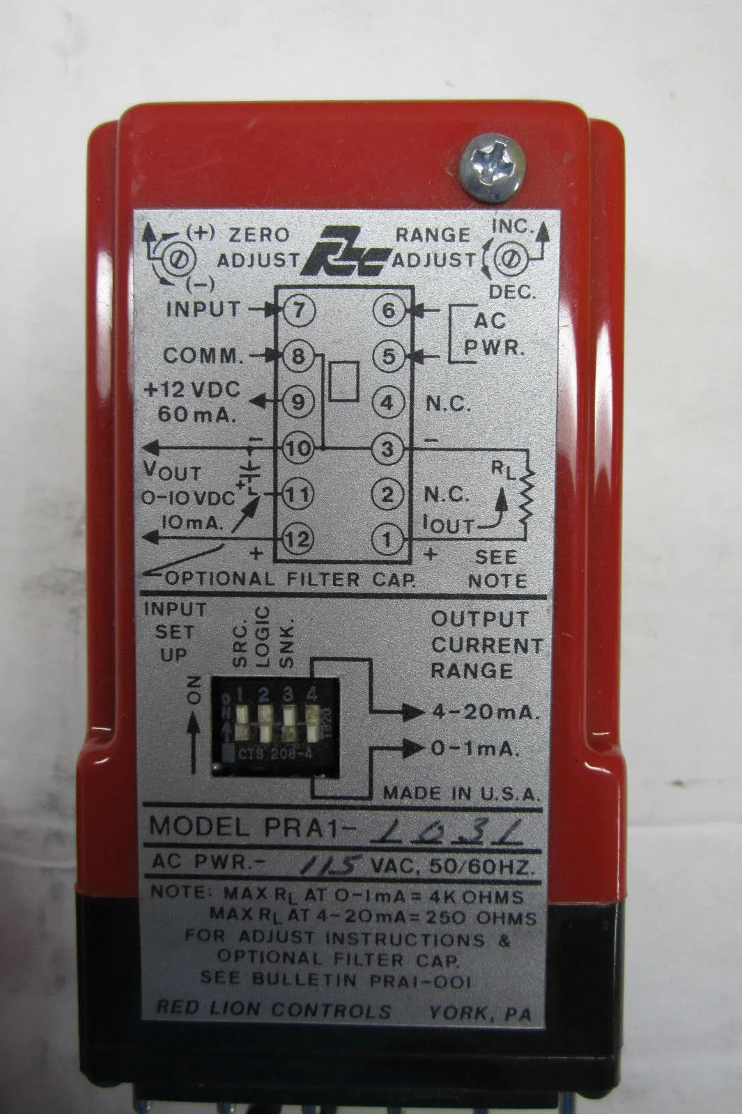 RED LION CONTROLS PRA1-1031 CONVERTER PRA11031