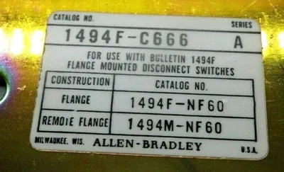 NEW ALLEN BRADLEY 1494F-C666 FUSE BLOCK ADAPTER PLATE KIT 60AMP 600V 1494FC666