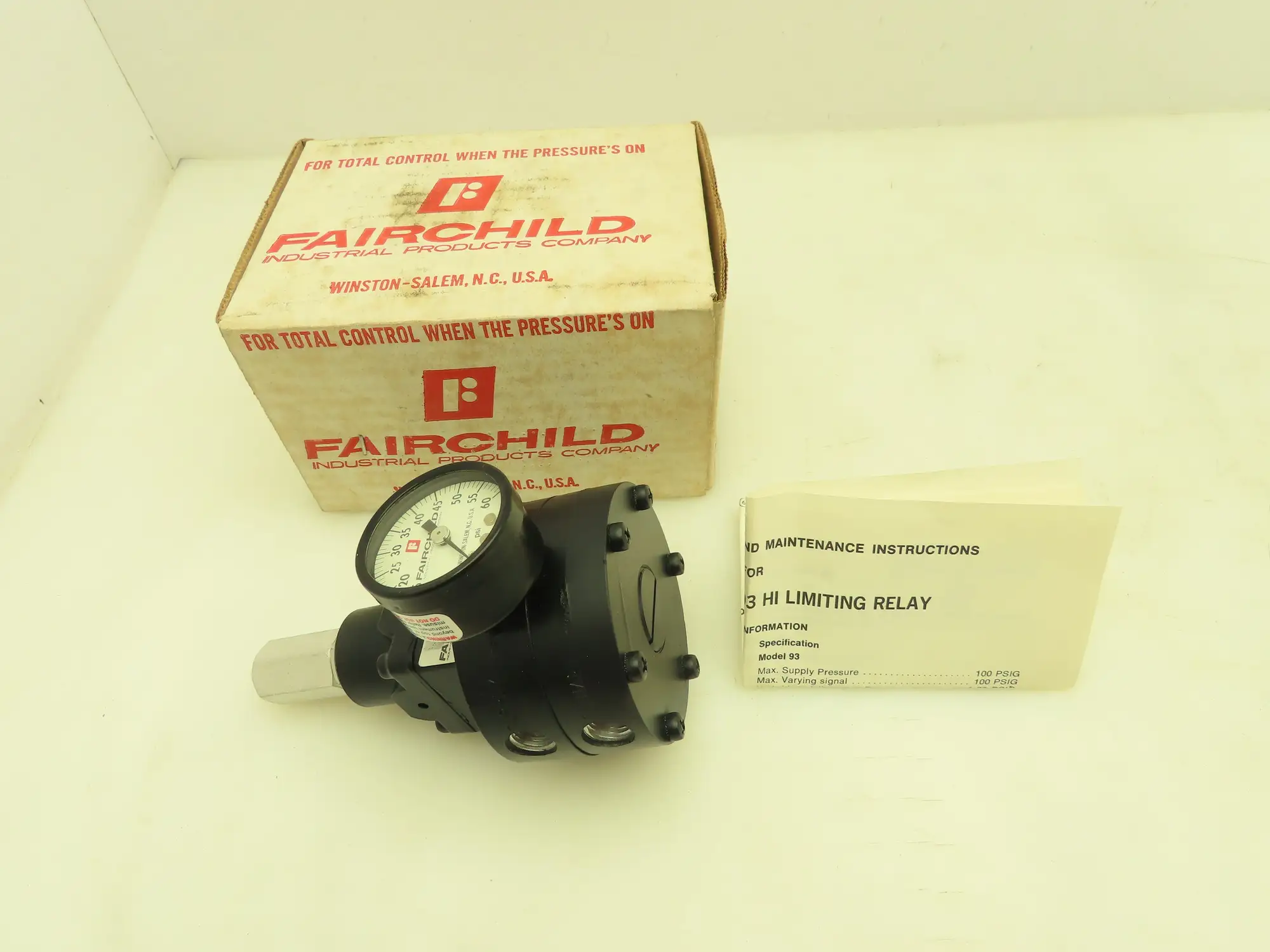 Fairchild 93052 Pneumatic Limiting Relay Valve 1-60 PSI