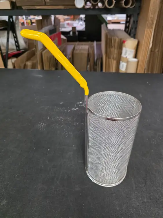 Used Winco Used Winco MPF-59, 5" x 9" Super Fine Stainless Steel Mesh Tall Pasta Basket - FG9 Food, Restaurant, & Bakery Parts & Accessories Illinois US | Falcon Restaurant Supply #1373579