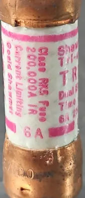 Ferraz Shawmut TR6R Tri-onic Time-Delay Fuse 6A 250V (LOT OF 24) loc4E21