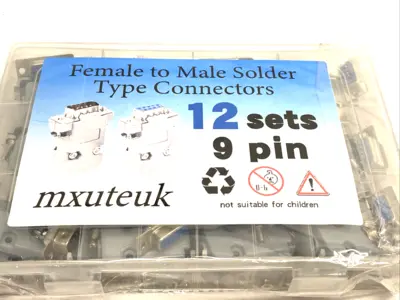 X002X2OKOB,MX-DB9 | Mxuteuk X002X2OKOB Female - Male Solder Type Connector DB9 MX-DB9 12 Sets 24 Pcs - New