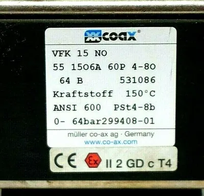 NEW CO-AX VFK 15 NO VALVE ASSEMBLY 55 1506A 60P 4-80 64B RRE005206 VFK15NO