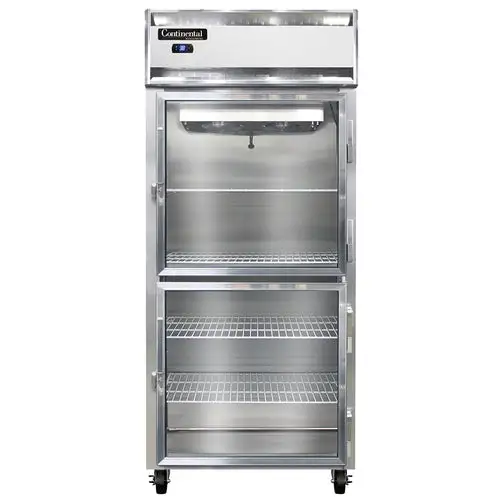 Continental 1RXSNSSGDHD 36 1/4" One Section Reach In Refrigerator, (2) Right Hinge Glass Doors, Top Compressor, 115v