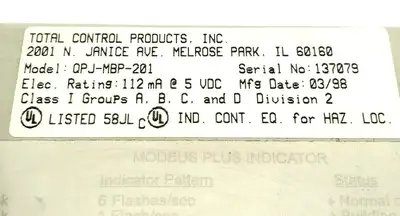 Used TOTAL CONTROL PRODUCTS INC. QPJ-MBP-201 PLC Ethernet Equipment | Maverick Industrial Sales #1108771