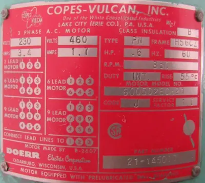 NEW COPES VULCAN T-20 GEARMOTOR 230/460V H56CZ 600502EC821 21-145017