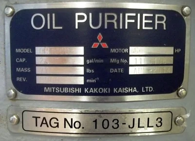 Mitsubishi OP-1000 XP oil purifier skid.