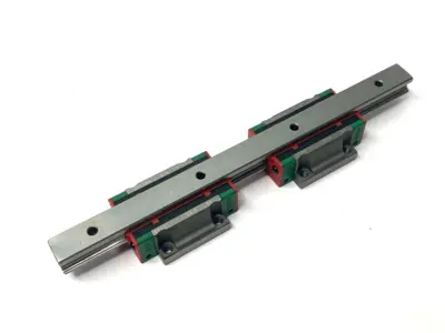 USED HIWIN LINEAR GUIDEWAY BLOCK AND RAIL, 2-BLOCKS, 220MM RAIL