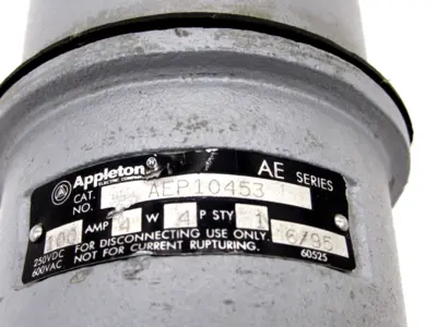 USED APPLETON AEP10453 100A AE PLUG 4W 4P