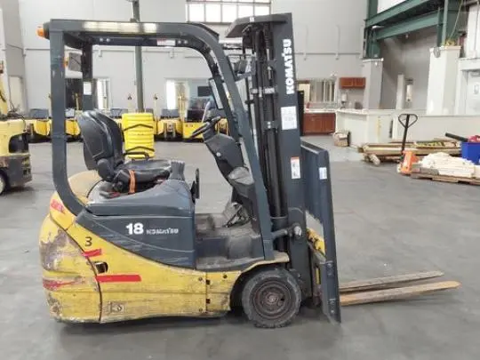 Used 2017 KOMATSU FB18MFU-12 3-Wheel Stand up Electric Counterbalance Forklifts | Russell Equipment #724667