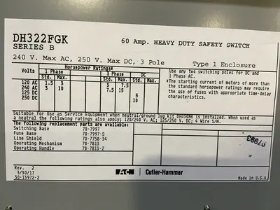 Used 2017 EATON DH322FGK Switchgears Ohio US | HGR 24 #1561780