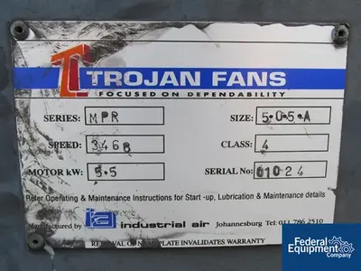 USED Trojan Fans 6.3 KW TROJAN FAN BLOWER, C/S